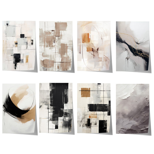 Abstrakte Kunst Poster · Geschenkidee · Geometrie Schwarz Beige Minimalistische Wandkunst · Dekoprint ohne Rahmen