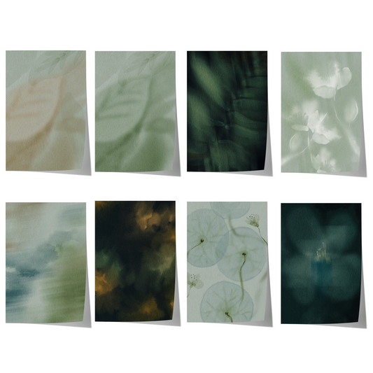 Aquarell Natur Poster · Geschenkidee · Botanische Blätte Sanfte Landschaften Abstrakte Waldkunst · Dekoprint ohne Rahmen