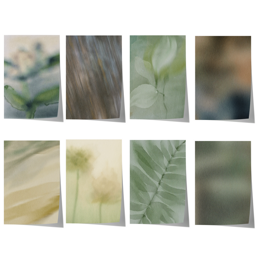 Natur Poster · Geschenkidee · Aquarellblumen Blätter Sanfte Grüntöne · Dekoprint ohne Rahmen