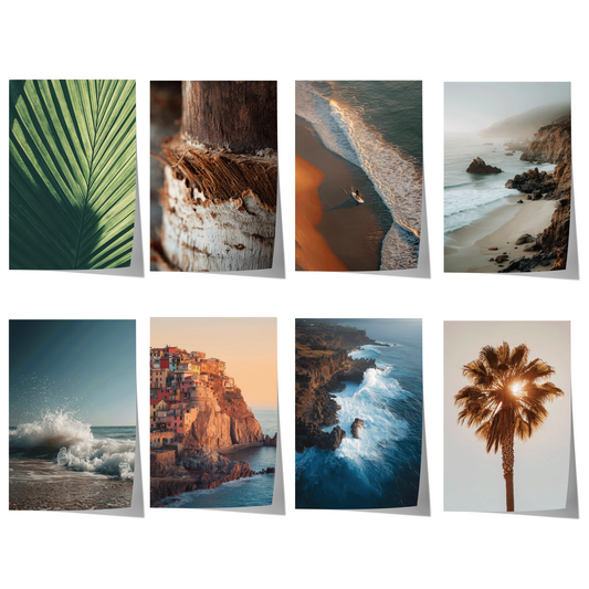 Strand Poster · Geschenkidee · Palmen Wellen Meereslandschaften · Dekoprint ohne Rahmen