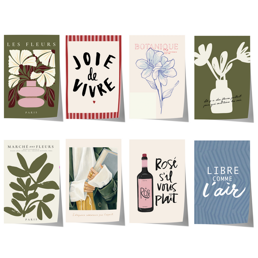 Frankreich Poster · Geschenkidee · Typografie Botanik Minimalistische Illustrationen · Dekoprint ohne Rahmen