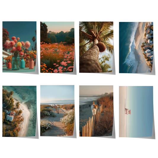 Tropen Poster · Geschenkidee · Palmen Blumen Strandlandschaften · Dekoprint ohne Rahmen