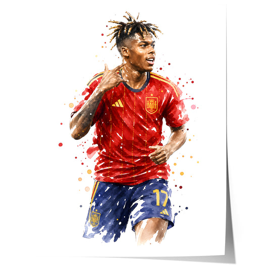 Spanien Fussball Poster · Geschenkidee · Aquarell Sport Wandbild · Deko Print ohne Rahmen
