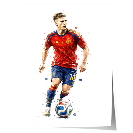 Spanien Fussball Poster · Geschenkidee · Aquarell Sport Wandbild · Deko Print ohne Rahmen