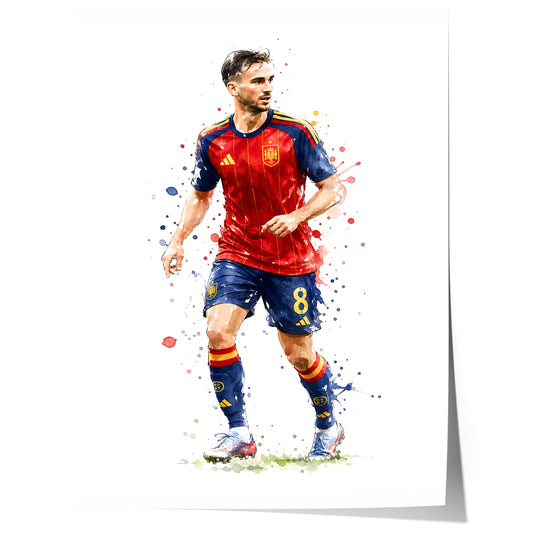 Spanien Fussball Poster · Geschenkidee · Aquarell Sport Wandbild · Deko Print ohne Rahmen