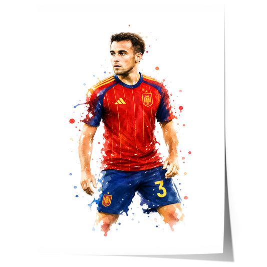 Spanien Fussball Poster · Geschenkidee · Aquarell Sport Wandbild · Deko Print ohne Rahmen