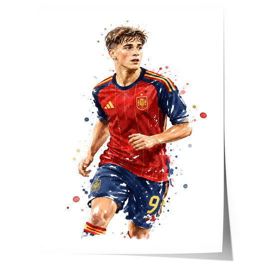Spanien Fussball Poster · Geschenkidee · Aquarell Sport Wandbild · Deko Print ohne Rahmen