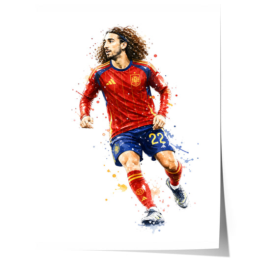 Spanien Fussball Poster · Geschenkidee · Aquarell Sport Wandbild · Deko Print ohne Rahmen