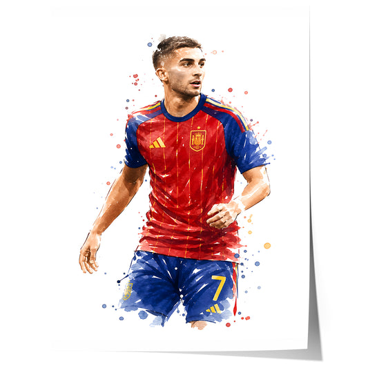 Spanien Fussball Poster · Geschenkidee · Aquarell Sport Wandbild · Deko Print ohne Rahmen