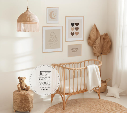 BEIGE Boho Poster Babyzimmer · Geschenkidee für Kinder · Babyzimmer Deko · Modern Abstrakt Minimalistisch neutral ·Deko Print ohne Rahmen - justgoodmood