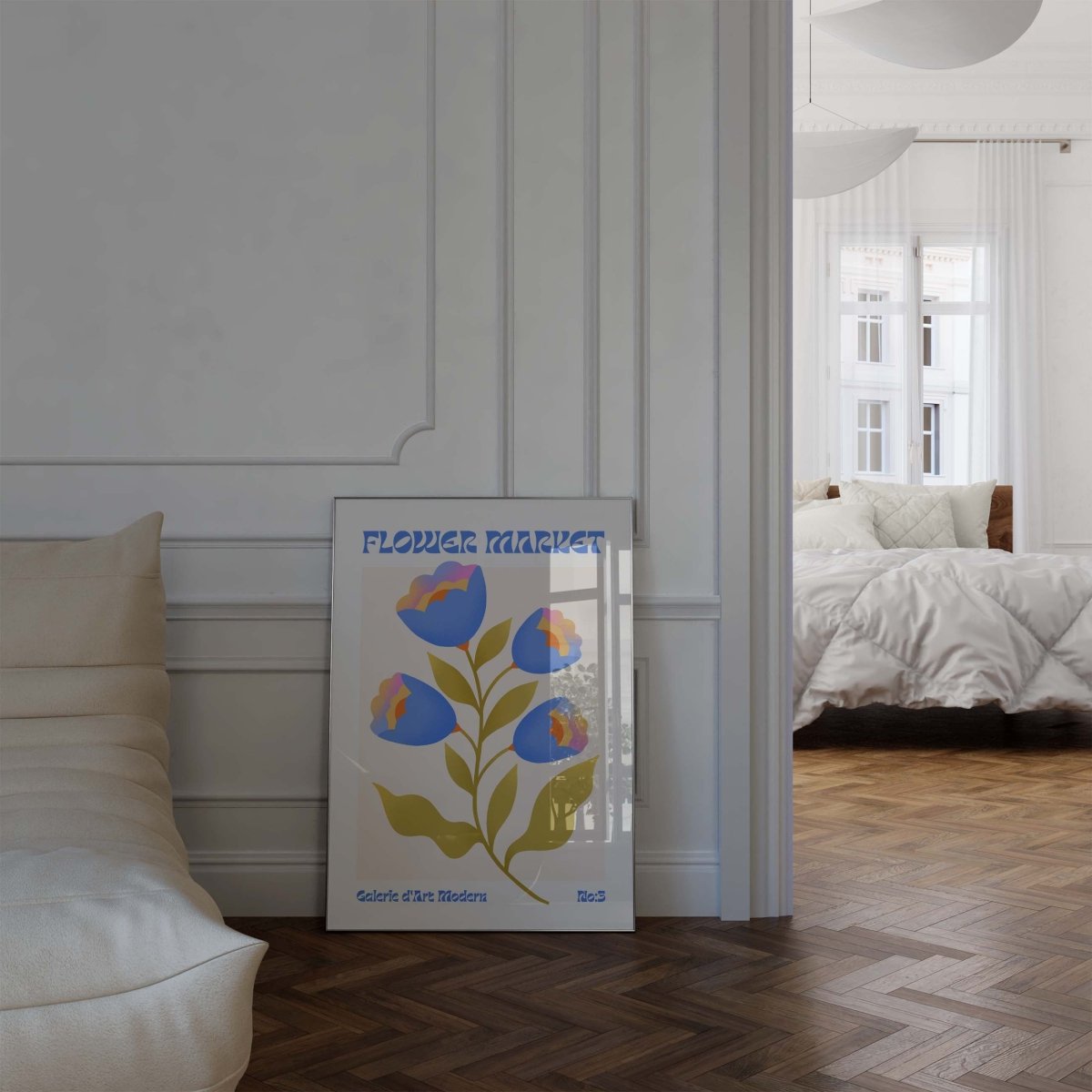 Blumen Retro · Geschenkidee · Flower Market · Mid Century Moderne Illustration · Dekoprint ohne Rahmen - justgoodmood