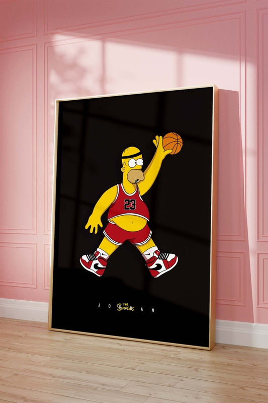Cartoon Basketball Figur Poster · Pop Art Comic Illustration · Humorvolle Sport Grafik · Print ohne Rahmen - justgoodmood