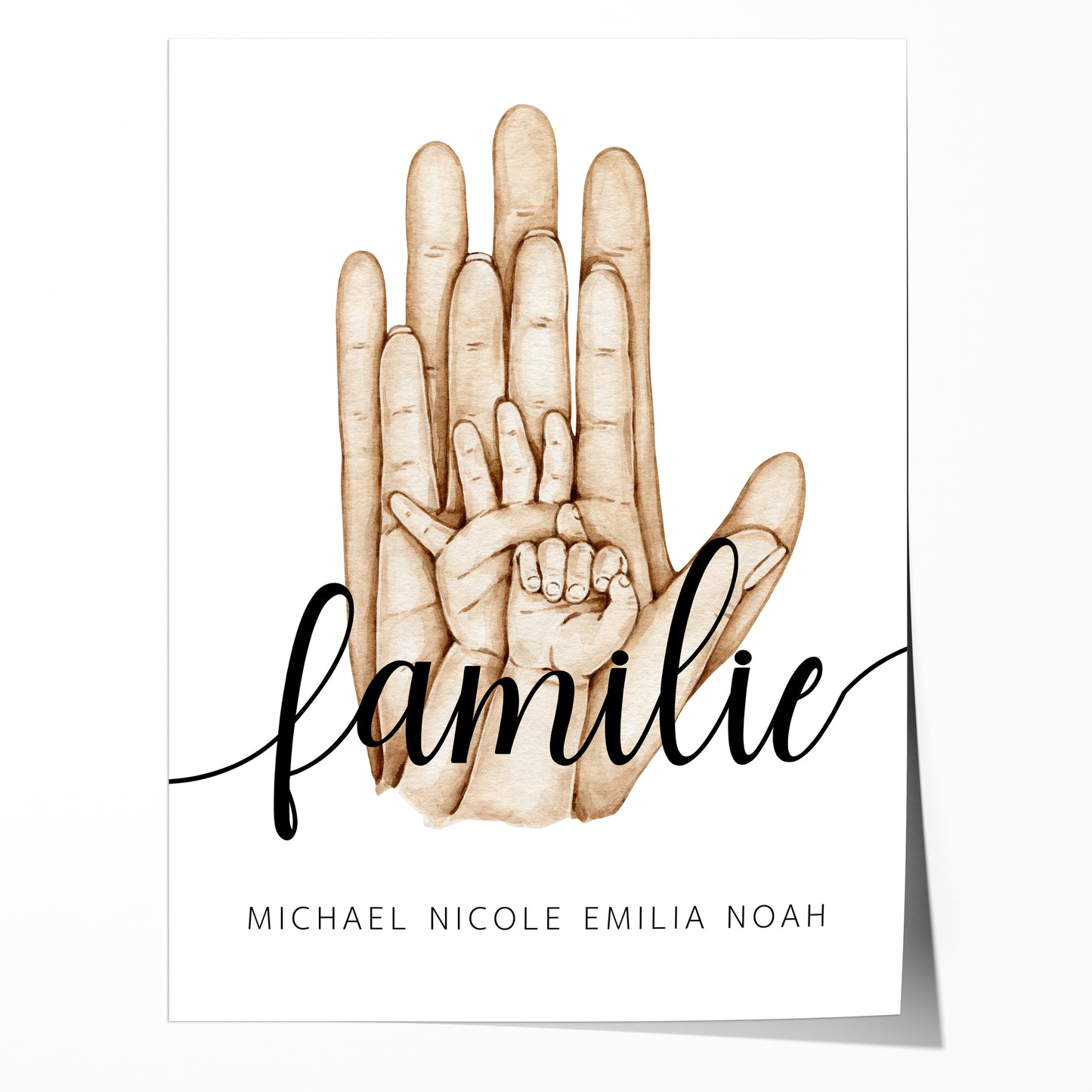 Poster Familie Personalisiert mit Händen I Familiengeschenk I Wohnzimmer & Schlafzimmer Bilder I Wand Deko I Kunstdruck I ohne Rahmen