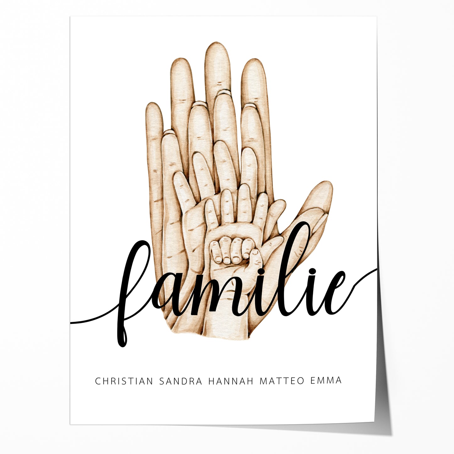 Poster Familie Personalisiert mit Händen I Familiengeschenk I Wohnzimmer & Schlafzimmer Bilder I Wand Deko I Kunstdruck I ohne Rahmen