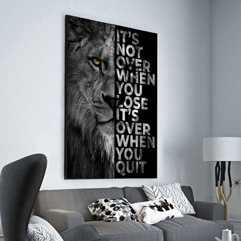 Poster Motivation Löwe Schwarz Grau · Wandbilder Wohnzimmer & Schlafzimmer · Deko Print Bilder · ohne Rahmen