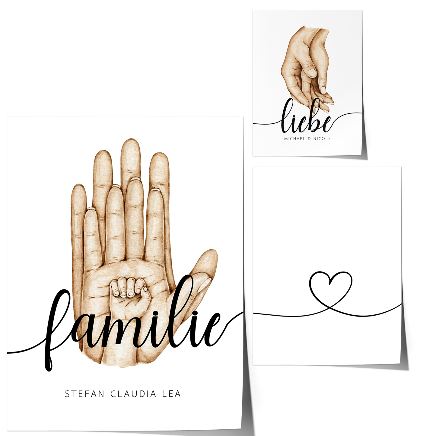 Poster Familie Personalisiert mit Händen I Familiengeschenk I Wohnzimmer & Schlafzimmer Bilder I Wand Deko I Kunstdruck I ohne Rahmen