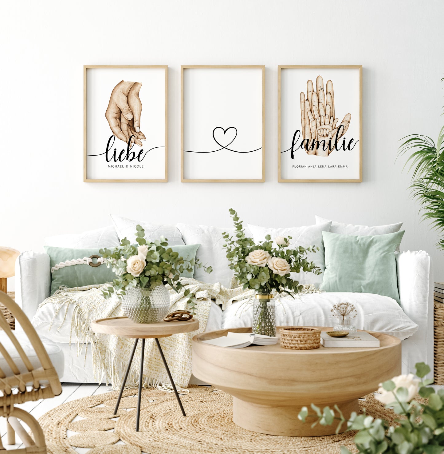 Poster Familie Personalisiert mit Händen I Familiengeschenk I Wohnzimmer & Schlafzimmer Bilder I Wand Deko I Kunstdruck I ohne Rahmen