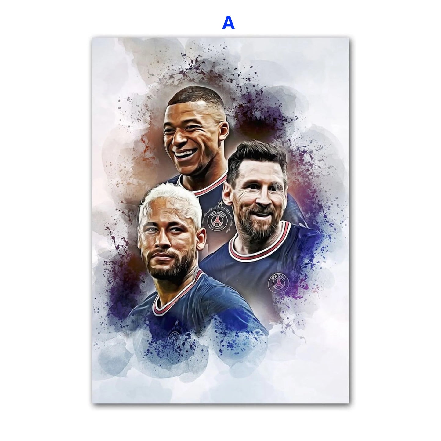 Poster Fußballspieler Paris Sant German Messi Mbappe Nejmar Jr und andere Spieler als Deko Print ohne Rahmen