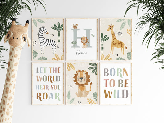 Poster Kinderzimmer Dschungel Tiere · Name Personalisiert · Kinderzimmer Bilder · Wand Deko · Kunst Druck · Deko Print · ohne Rahmen