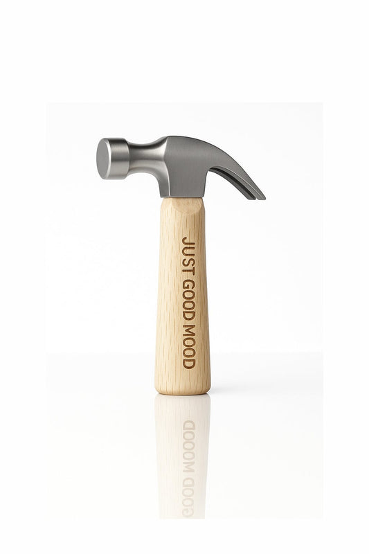 JUSTGOODMOOD Mini Hammer – Stahlhammerkopf & Echtholzgriff · Kompakt & Robust · Für DIY, Camping, Hausreparaturen · 165 mm - justgoodmood