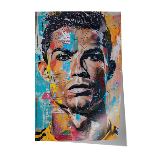 Street Art Fußball Legende Ronaldo · Pop Art Wandbild · Modernes Graffiti Poster ohne Rahmen