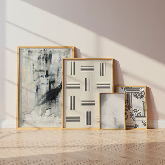 Abstrakte Linienkunst Poster · Geschenkidee · Minimalistische Schwarz-Weiß Geometrie und organische Formen · Dekoprint ohne Rahmen