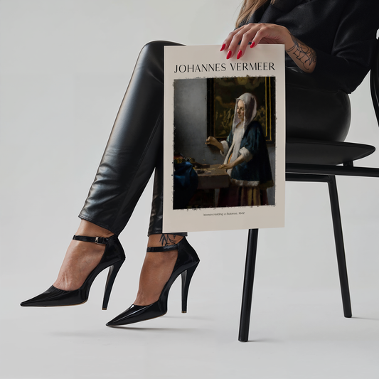 Johannes Vermeer Poster · Geschenkidee · Frau mit Waage Barockporträt Niederländische Meisterkunst · Dekoprint ohne Rahmen