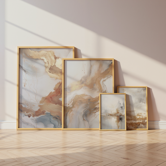 Abstrakte Kunst Poster · Geschenkidee · Beige Gold Marmor Effekt Minimalistische Wandkunst · Dekoprint ohne Rahmen