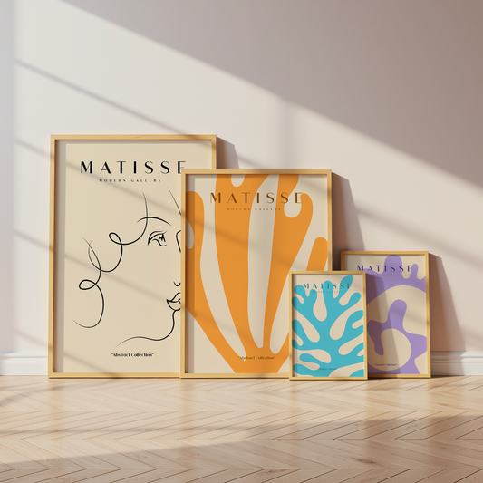 Matisse Poster · Geschenkidee · Abstrakte Formen Scherenschnitt Line Art Frauenporträts · Dekoprint ohne Rahmen