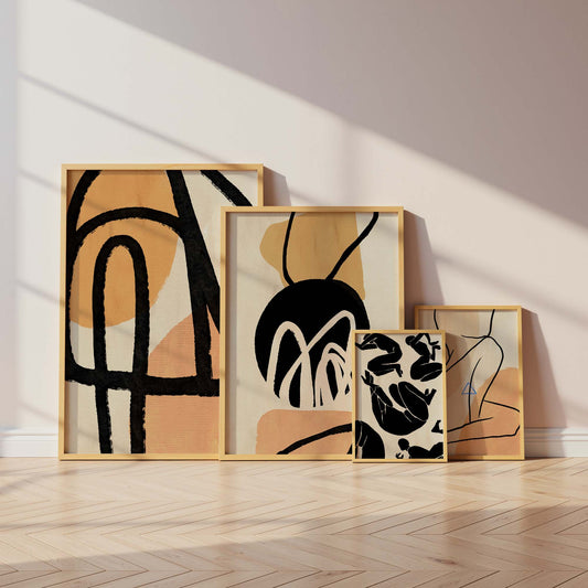 Körperkunst Poster · Geschenkidee · Line Art, Weibliche Silhouetten und Beige Terrakotta Formen · Dekoprint ohne Rahmen