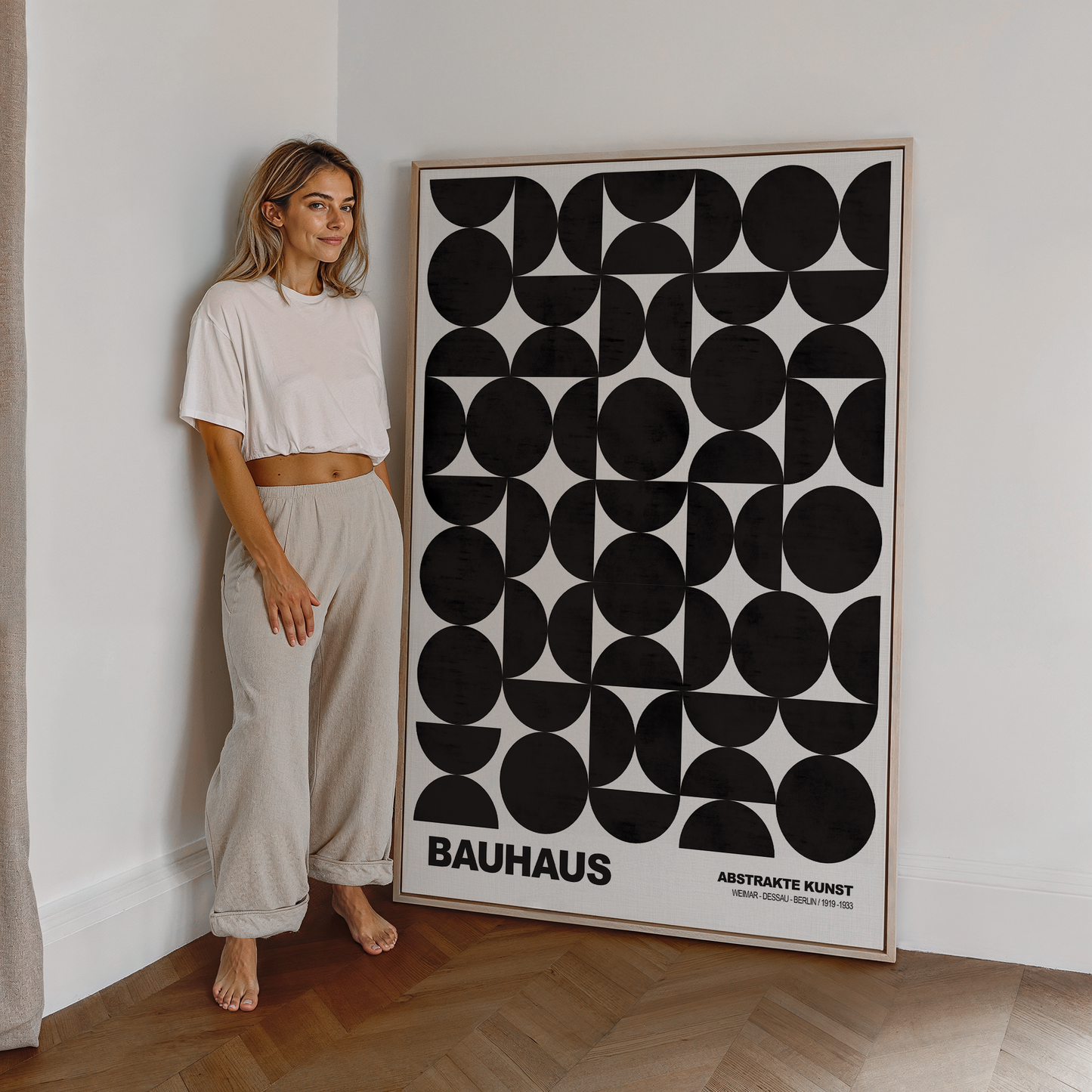 Poster Bauhaus Abstrakte Kunst · Schwarze geometrische Formen im minimalistischen Design · Modernes Wandbild · Deko Print ohne Rahmen