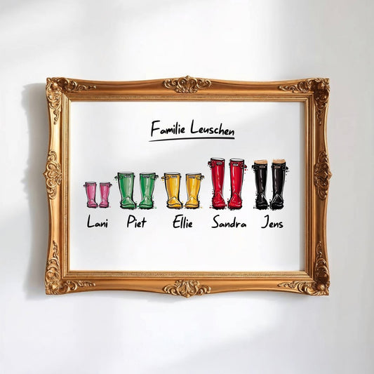 Personalisiertes Namen Gummistiefel Poster · Geschenkidee · Deko Print ohne Rahmen - justgoodmood