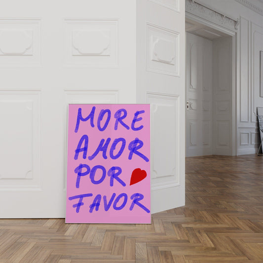 Pink Wandkunst Handschrift Poster · Geschenkidee · More Amor Por Favor · moderne elektrisch · Wandkunst · Wand Deko · Deko Print ohne Rahmen - justgoodmood