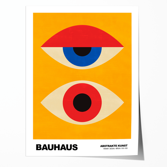 Poster Bauhaus Abstrakte Augen Kunst · Geometrisches Design in Gelb, Rot, Blau · Retro Mid Century Stil · Deko Print ohne Rahmen - justgoodmood