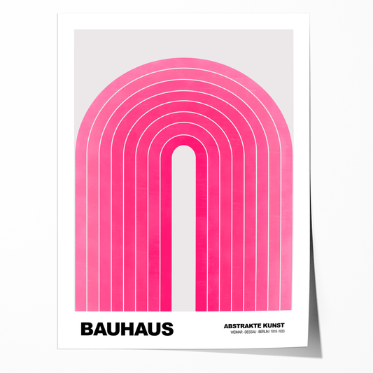 Poster Bauhaus Abstrakte Kunst · Pinke Retro Bogen Grafik im minimalistischen Stil · Geometrisches Wandbild · Deko Print ohne Rahmen - justgoodmood