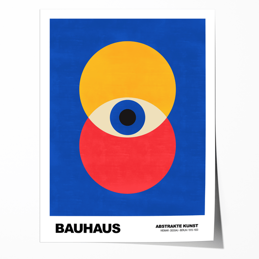 Poster Bauhaus Geometrische Formen · Abstraktes Auge in Primärfarben Blau Rot Gelb · Modernes Design Print ohne Rahmen - justgoodmood
