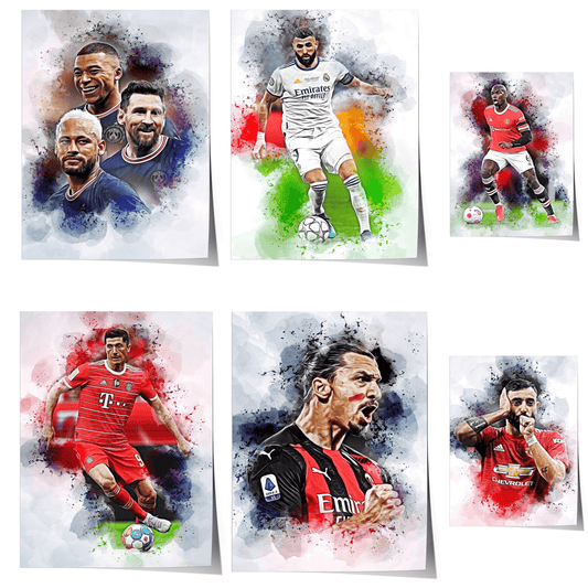 Poster Fußballspieler Paris Sant German Messi Mbappe Nejmar Jr und andere Spieler als Deko Print ohne Rahmen - justgoodmood