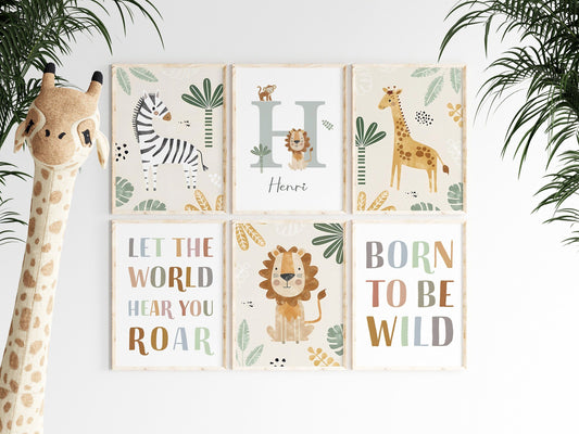 Poster Kinderzimmer Dschungel Tiere · Name Personalisiert · Kinderzimmer Bilder · Wand Deko · Kunst Druck · Deko Print · ohne Rahmen - justgoodmood