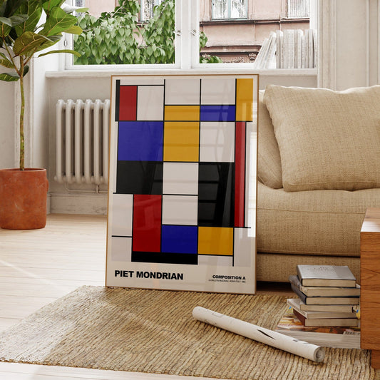 Poster Piet Mondrian · Composition A · Abstrakte Kunst im De Stijl Stil · Print ohne Rahmen - justgoodmood