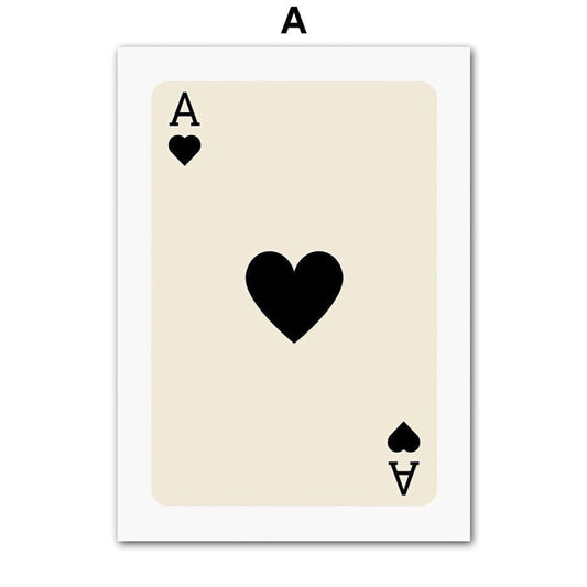 Poster Poker Ass Karte · Dame Karte · Bube Karte · Glückswürfel · Kirschen Billiard 8 · Deko Print ohne Rahmen