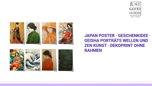 Japan Poster · Geschenkidee · Geisha Porträts Wellen und Zen Kunst · Dekoprint ohne Rahmen by@Outfy