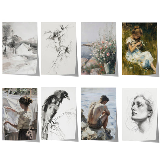 Moderne Vintage Kunst Poster · Geschenkidee · Blumen Porträt Landschaft Klassische Wandkunst · Dekoprint ohne Rahmen