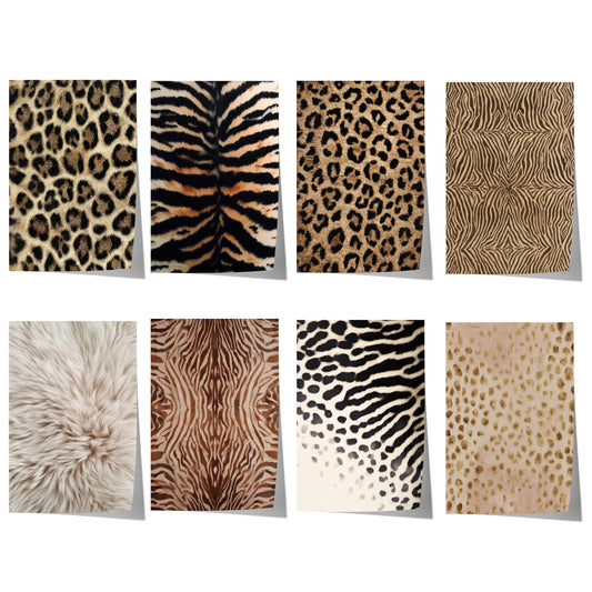 Wildtiermuster Poster · Geschenkidee · Leopard Tiger Gepard Felloptik · Dekoprint ohne Rahmen