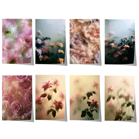 Blumen Poster · Geschenkidee · Rosen hinter Glas Wassertropfen Poster · Dekoprint ohne Rahmen