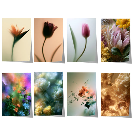 Blumen Poster · Tulpen und Blumen hinter Glas Ästhetische Fotografie Prints · Dekoprint ohne Rahmen