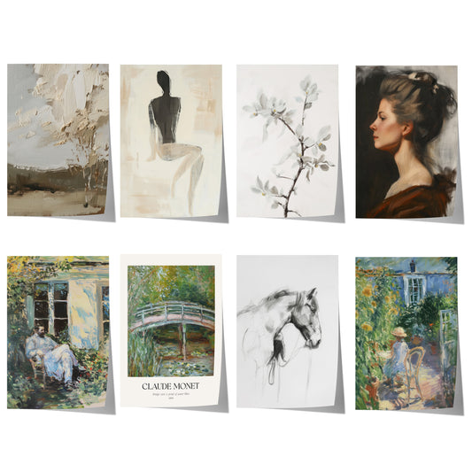 Vintage Kunst Poster · Geschenkidee · Frauenporträt Blumen Monet Impressionistische Wandkunst · Dekoprint ohne Rahmen