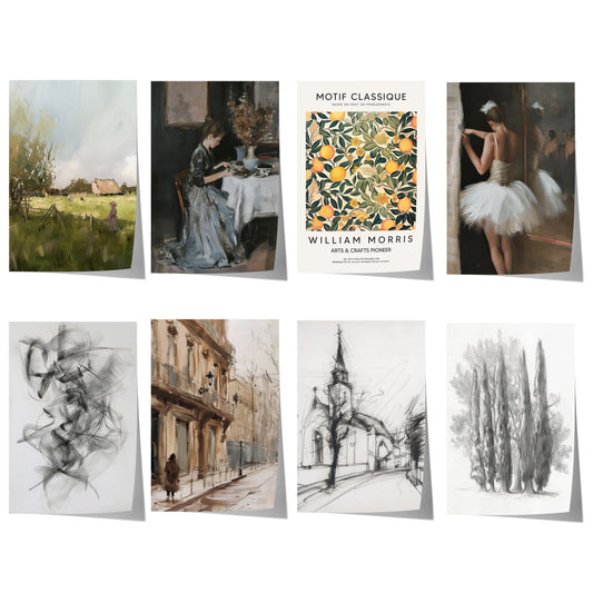 Moderne Vintage Kunst Poster · Geschenkidee · Figuren Architektur Landschaft Klassische Wandkunst · Dekoprint ohne Rahmen