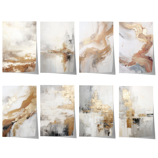 Abstrakte Kunst Poster · Geschenkidee · Beige Gold Marmor Effekt Minimalistische Wandkunst · Dekoprint ohne Rahmen