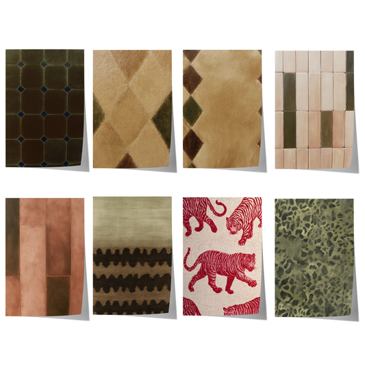 Fliesen Design Poster · Geschenkidee · Antike Muster Fliesen Naturtexturen Animal Print · Dekoprint ohne Rahmen
