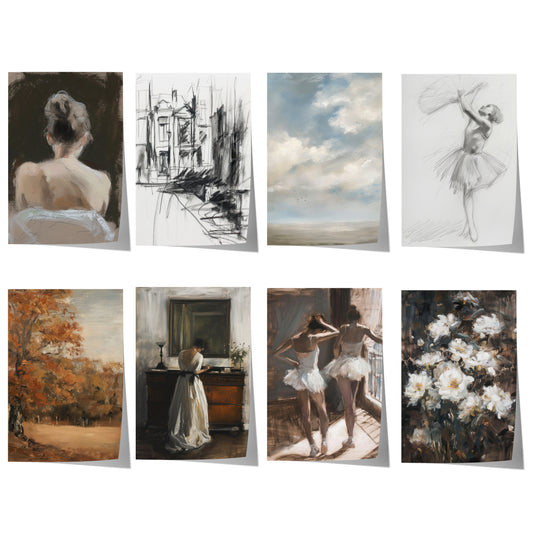 Moderne Vintage Kunst Poster · Geschenkidee · Ballett Landschaft Blumen Figurative Wandkunst · Dekoprint ohne Rahmen